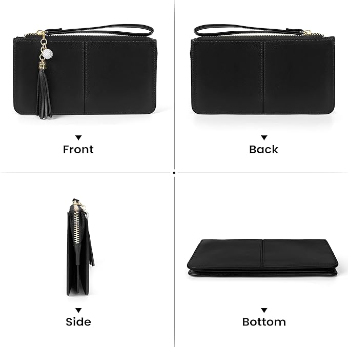 befen Genuine Leather Wristlet Clutch for Women Ultra-Slim Ladies Credit Card Holder Wallet Purses with RFID Protection