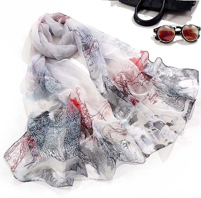 Pokeedioty Women’s Scarf Lightweight Elegant Floral Pattern Scarf Fashion Scarves Sheer Scarfs Shawls