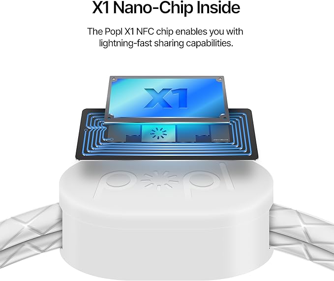 Popl Rope Band - Digital Business Card Bracelet Wearable - Tap to Share NFC & QR Code - Compatible with iPhone & Android (White)