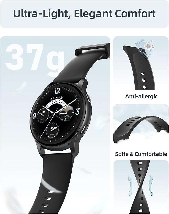 Parsonver Smart Watch for Men Women(Answer/Make Calls), 5ATM Waterproof Swimming Monitor, 44mm HD Screen Fitness Tracker 100+ Sport Modes, Heart Rate Sleep Monitor, Smartwatch for Android iOS, Black