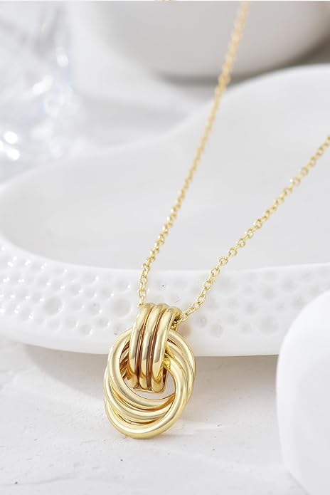 Gold Knot Pendant Necklace for Women Gold Statement Geometric Necklace Dainty Link Choker Necklace Trendy Jewelry Accessories