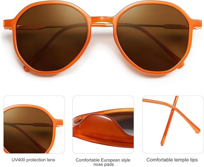 SOJOS Trendy Designer Hexagon Round Sunglasses for Women Fashion Big Shades Geometric Women Sunglasses SJ2181