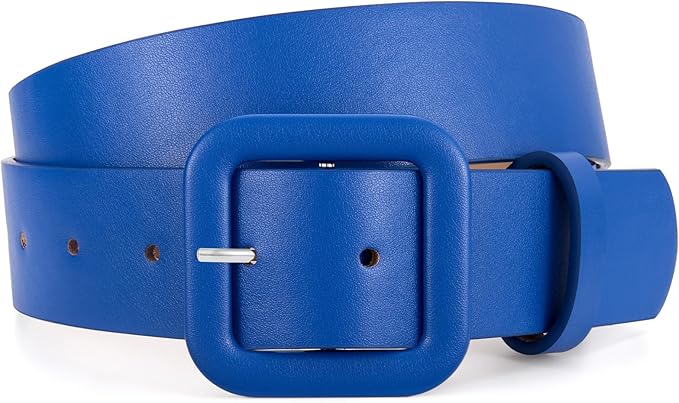 WHIPPY Women Leather Belt Candy Color Fashion Square Buckle Belt Ladies Belt for Jeans Pants Dresses