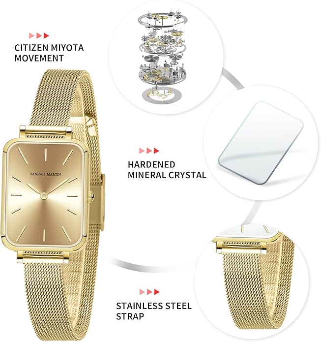 HANNAH MARTIN Watches for Women Waterproof Ladies Analog Quartz Wrist Watches Stainless Steel Band Fashion Dainty Female Watch Luxury Bracelet Diamond