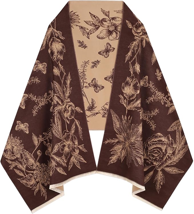 EXTREE Scarfs for Women Pashmina Silky Shawl Wrap for Evening Dressing Blanket Open Front Poncho Cape