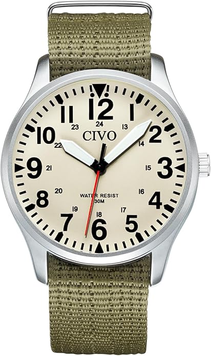 CIVO Analog Wrist Watches for Men: Waterproof Stainless Steel Mens Watches - Silver Watch with Easy Read Dial Men's Watch for Gift
