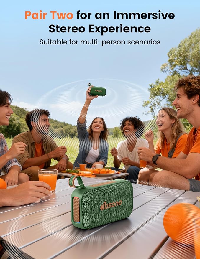 Bluetooth Speaker White Elephant Gifts: Christmas Stocking Stuffers for Men Adults Teens, 30H Playtime, Portable Wireless Speakers, Powerful Bass, Lightshow, Birthday Beach Vacation Essentials, Green