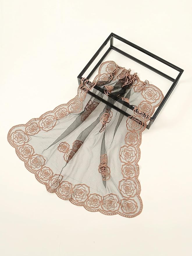 Floerns Women's Flower Embroidery Hair Scarf Headband Sheer Lace Hair Bandana
