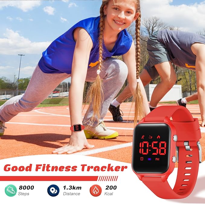 L LAVAREDO Kids Digital Watches for Boys Girls,Waterproof Sport Watch with Pedometer Stopwatch Vibration Alarm for Ages 5-13,No App Fitness Tracker Watch for Kids Teens Birthday Christmas Gifts