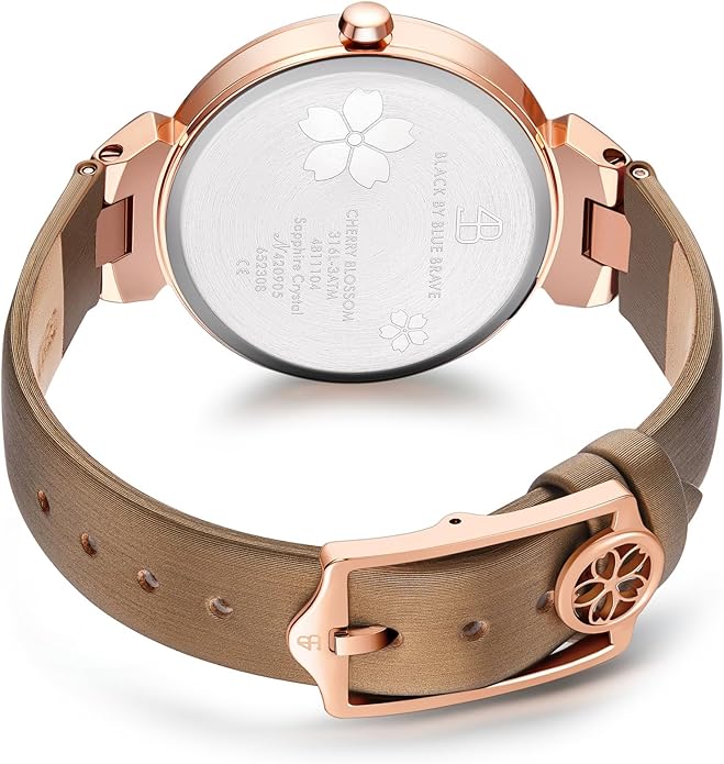 Women Watches Cherry Blossom Women's Watch Mother of Pearl Dial Ladies Watch with Leather Strap Sakura Petal Shape Cherry Blossom Watches for Women Sapphire Crystal Glass for Durability and Clarity