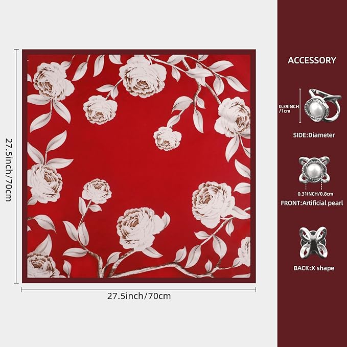 27.5 Inches Satin Bandanas Head Scarf for Women Silk Neck Scarves Accessories for Sleeping Handbags Scarf