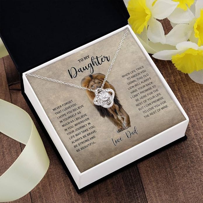 VIRAGIL To My Daughter Gift Necklace From Dad or Mom - Badass Daughter Jewelry With Heartfelt Message & Elegant Box