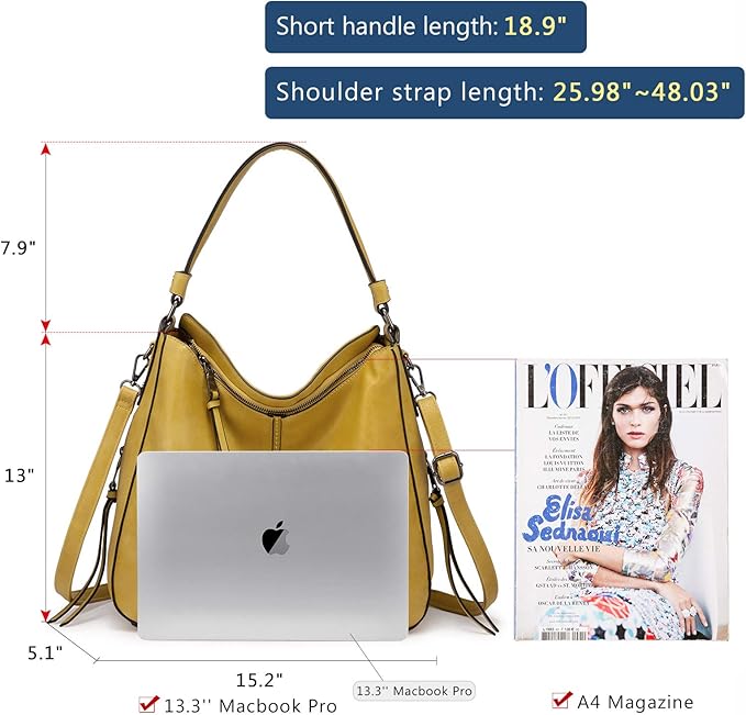 Realer Hobo Crossbody Bags for Women Designer Faux Leather Hobo Handbags Retro Large Size Shoulder Bag Bucket Purse