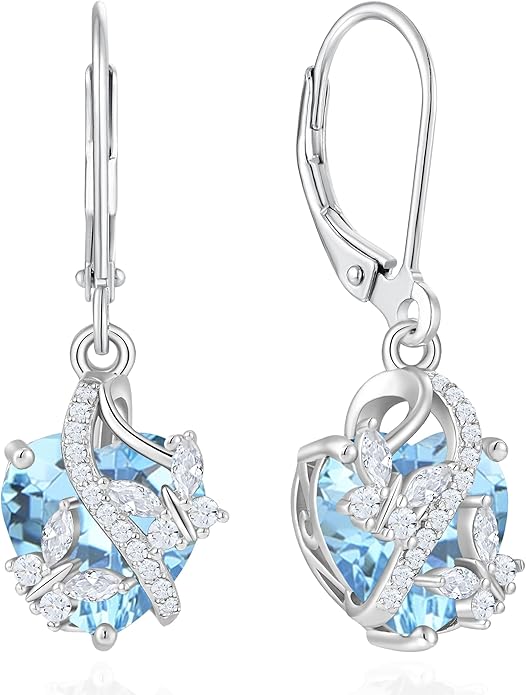 Butterfly Earrings for Women 925 Sterling Silver Heart Earring Birthstone Jewelry