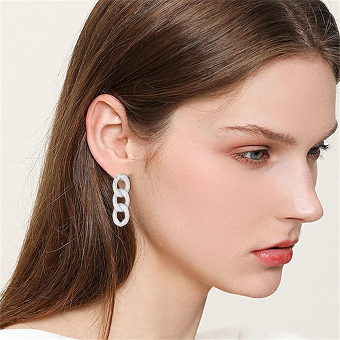 coadipress Gold Link Chain Earrings Necklace Set for Women Minimalist Gold Plated Chain Link Earrings Punk Oval Dainty Chunky Chain Necklace Trendy Jewelry