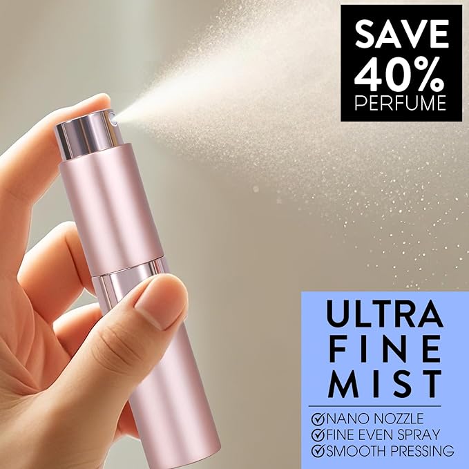 3 Pack 8ML Empty Cologne Travel Spray Bottle Perfume Atomizer for Refill Portable Cologne Dispenser Mini Sprayer for Women Twist Tpye