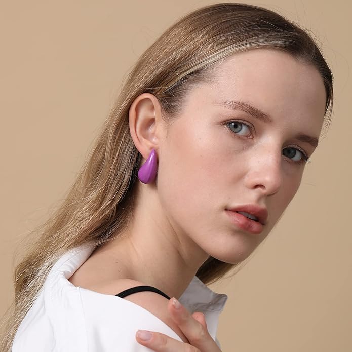 Apsvo Chunky 14K Gold Plated Hoop Earrings for Women, Lightweight Waterdrop Hollow Open Hoops, Hypoallergenic Dupes Earrings