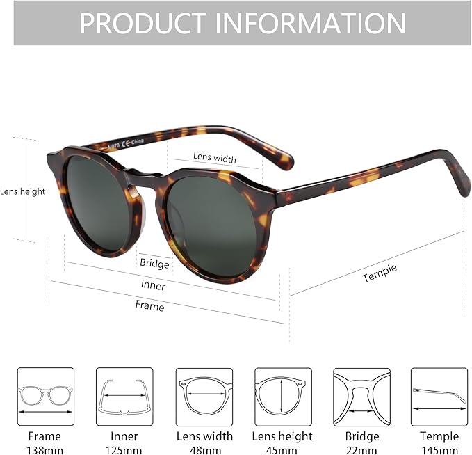 ZENOTTIC Vintage Round Polarized Sunglasses for Men Women UV400 Protection