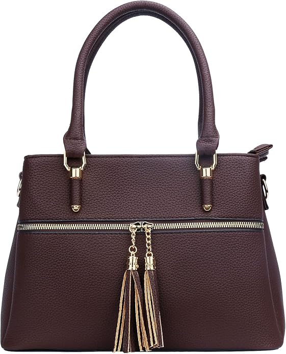 KKXIU Women Satchel Bags Handle Shoulder Handbags and Purses Pockets Zipper Leather Crossbody Bags