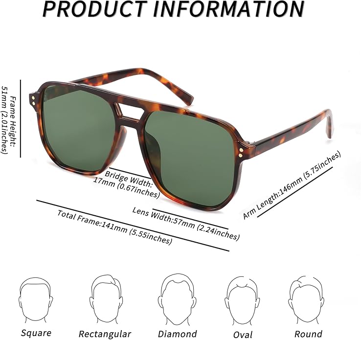 FEISEDY Retro Square Aviator Sunglasses Women Men 70s Vintage Trendy Plastic Frame Sun Glasses B2835