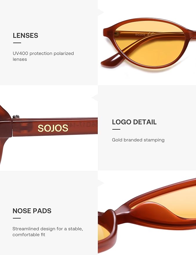 SOJOS Trendy Polarized Oval Sunglasses for Women Retro Chic 90s Shades Lightweight Sunnies SJ2656