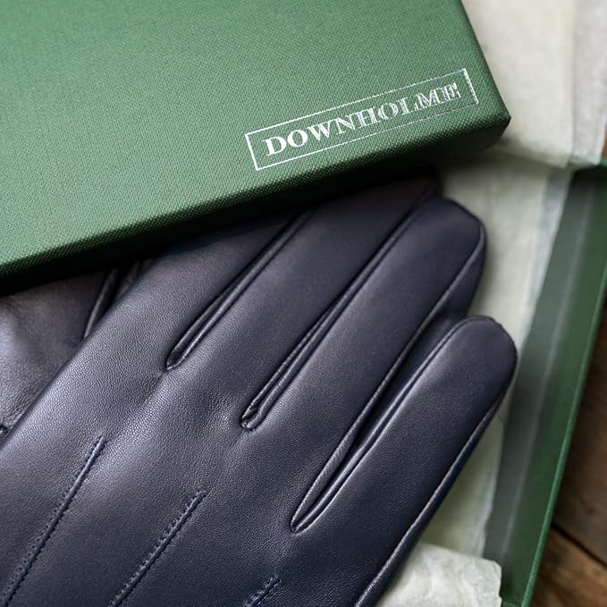 Downholme Touchscreen Leather Cashmere Lined Gloves for Men