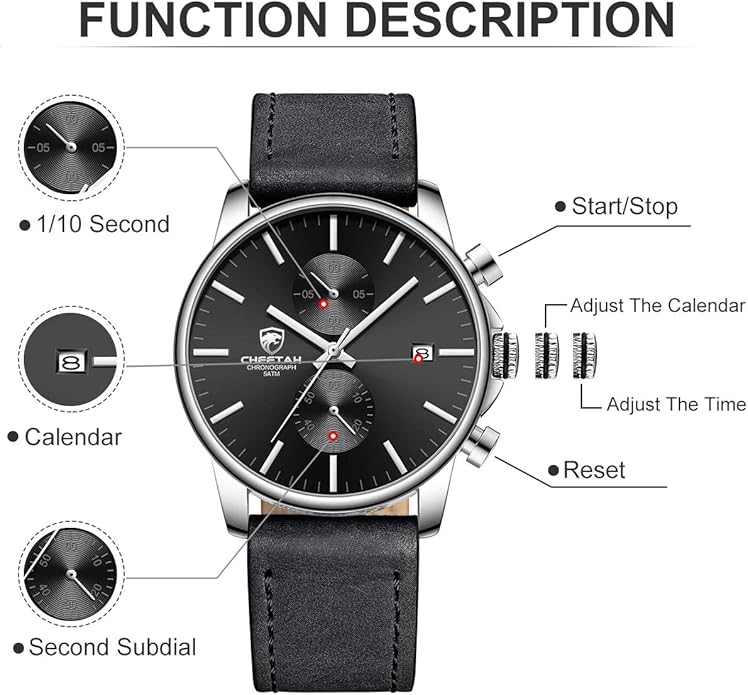 GOLDEN HOUR Mens Watch Fashion Sleek Minimalist Quartz Analog Mesh Stainless Steel Waterproof Chronograph Watches for Men with Auto Date