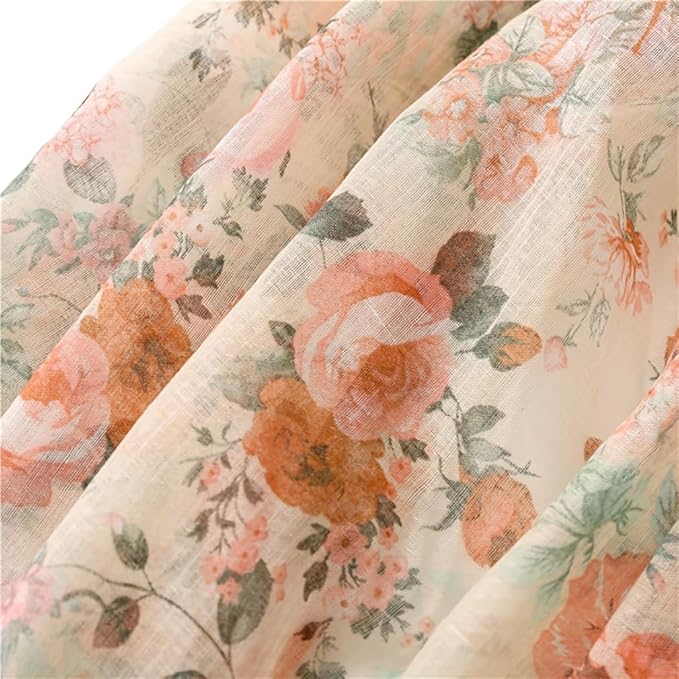 Yeieeo Boho Scarf for Women Lightweight Floral Printed Scarf Fall Winter Fashion Fringed Shawl