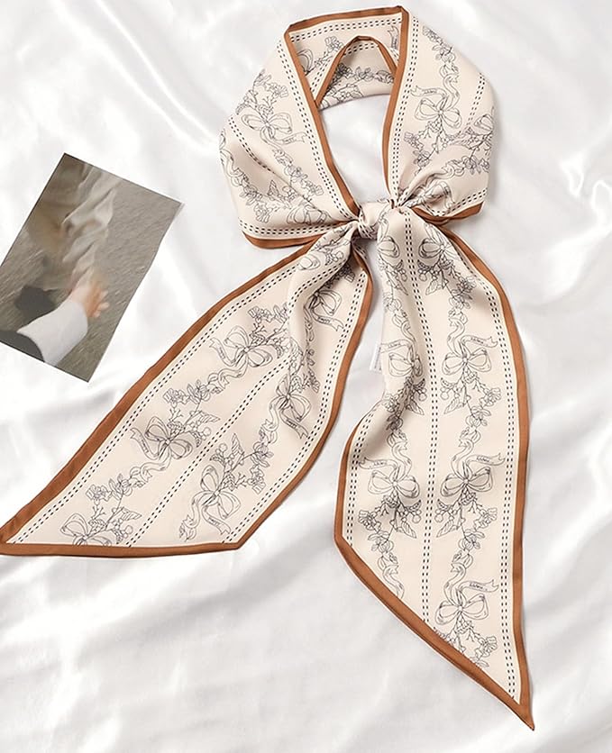 Head Scarf Hair Neck Scarves For Women Purse Bag Scarfs For Handbags Silky Long Thin Satin Headscarf Fashion