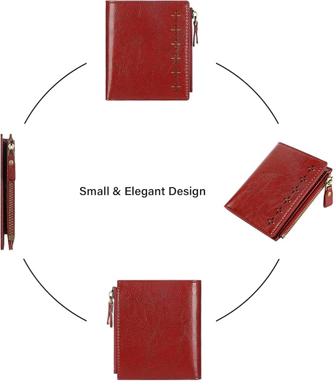 Lavemi Ultra Thin Small Compact Leather Womens Girls Wallets RFID Blocking Credit Card Holder for Women