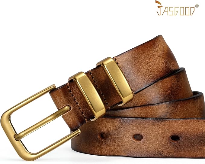 JASGOOD Women Belt Genuine leather Belt with Vintage Metal Buckle,Ladies Full Grain Leather Belt for Jeans Pants