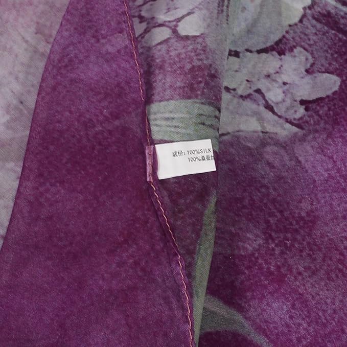100% Mulberry Silk Women's Neck Silk Scarf-Lightweight Shawl,FLoral Print Beach Silk Wrap-Scarves for Photography