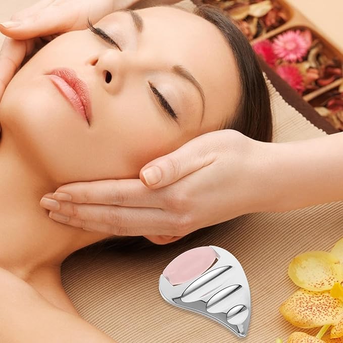 Face Gua Sha Massage Roller: Stainless Steel Facial Massager Scraping Board for Women Skincare - Facial Roller Gua Sha for Lifting/Shaping Spa/Home