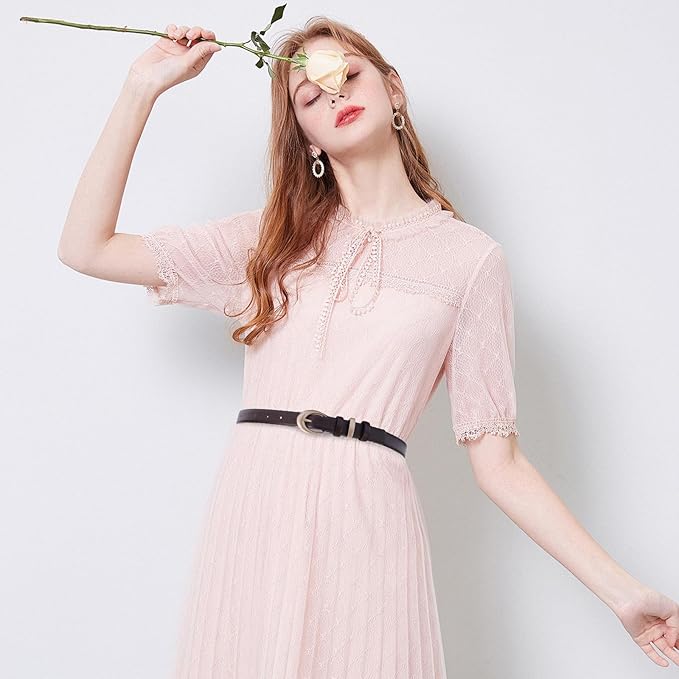 Women's Cow Leather Belt for Jeans Pants Fashion Ladies Skinny Dress Waist belt with Gold Buckle
