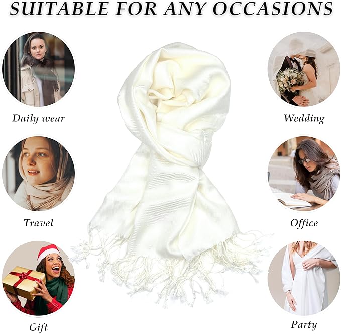 Achillea Soft Silky Pashmina Scarf for Women – Shawl Wrap for Evening Dresses, Bridesmaids, Weddings & Everyday Wear