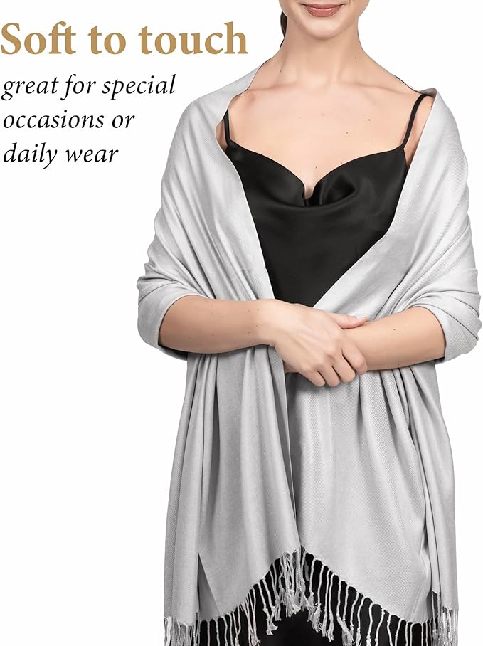 Achillea Soft Silky Pashmina Scarf for Women – Shawl Wrap for Evening Dresses, Bridesmaids, Weddings & Everyday Wear