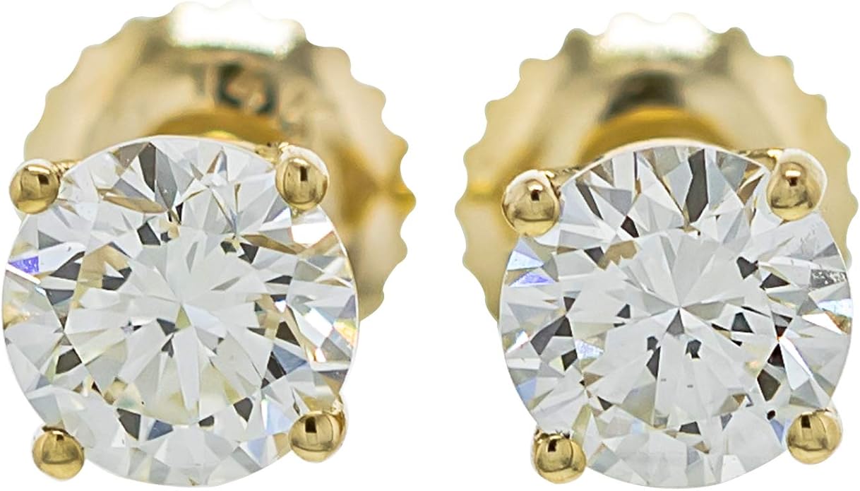 IGI Certified 14k Gold Lab-Grown Diamond Stud Earrings (I-J Color, VS2-SI1 Clarity)