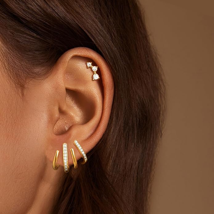 IMBOS Earrings for Women Trendy 14K Gold Stud Earrings Claw Earring Dainty Simple Minimalist Gold Earring Hypoallergenic Jewelry for Women Gifts