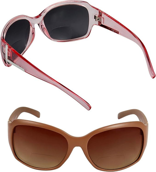 Bifocal Sunglasses 'The Fashionista' Women's Designer Outdoor Reading Glasses with UV400 Protection (2 Pack)