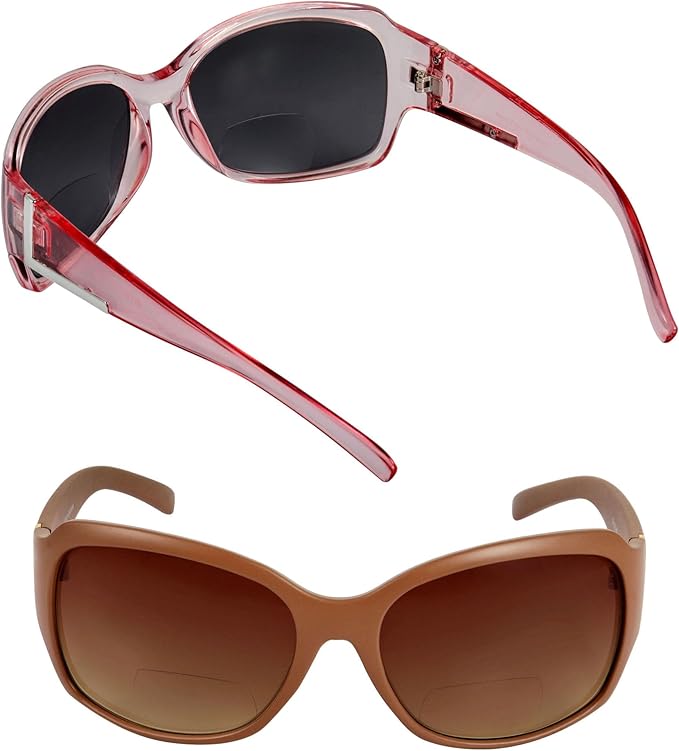 Bifocal Sunglasses 'The Fashionista' Women's Designer Outdoor Reading Glasses with UV400 Protection (2 Pack)