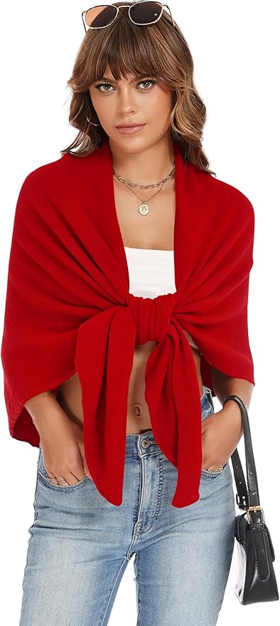 iWoo Women Soft Shawl Wraps kintted Open Front Poncho Sweater for Spring Fall Winter