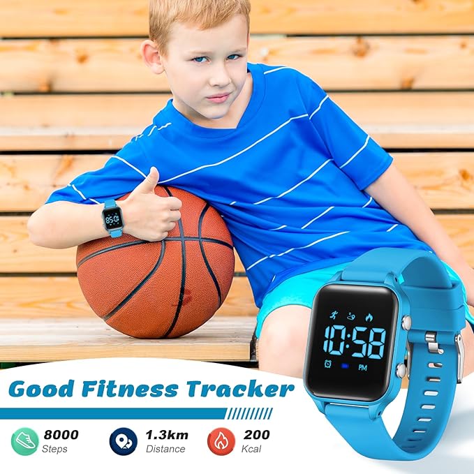 L LAVAREDO Kids Digital Watches for Boys Girls,Waterproof Sport Watch with Pedometer Stopwatch Vibration Alarm for Ages 5-13,No App Fitness Tracker Watch for Kids Teens Birthday Christmas Gifts