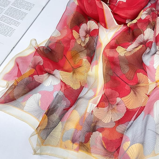 Pokeedioty Scarfs for Women Lightweight Fashion Scarves Elegant Floral Pattern Sheer Scarfs Sunscreen Shawls Wraps