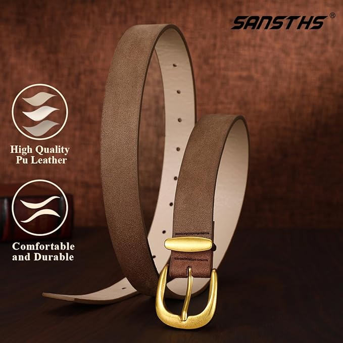 SANSTHS Womens Belt for Jeans Pants Dresses with Alloy Buckle, Floral Print Belt for Women with Unique Print Design