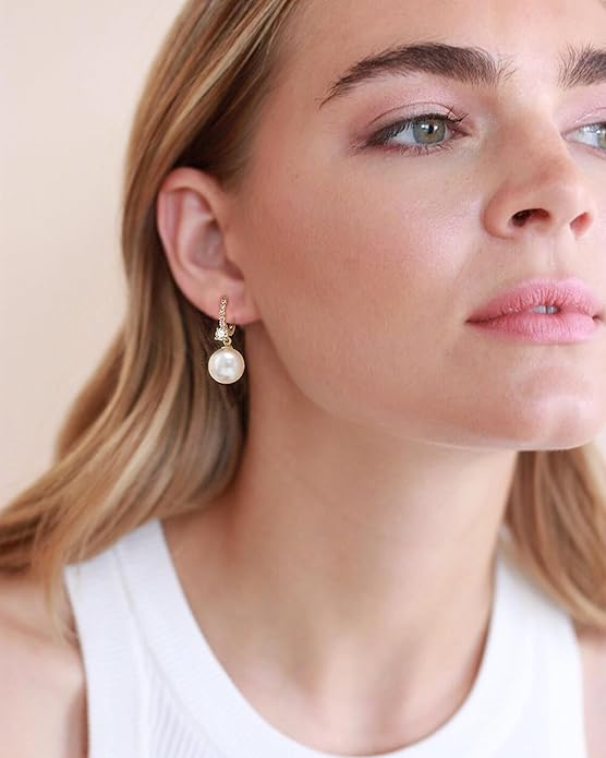 Long Pearl Earrings for Women 925 sterling silver Pearl Dangle Earrings Hypoallergenic Elegant Wedding Pearl Tassel Earrings for Bridal Christmas Gift…