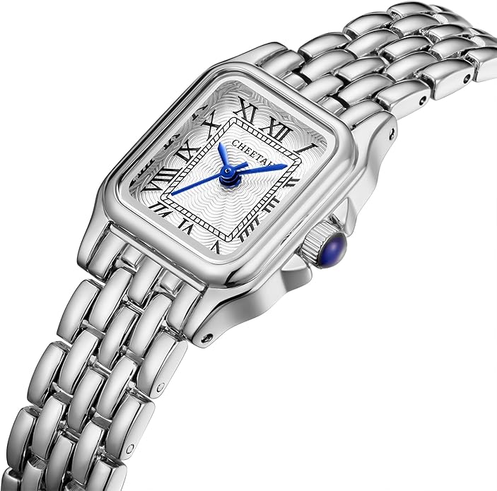 CHEETAH Gold Watches for Women with Small Vintage Bracelet, Rectangular Case Roman Dial