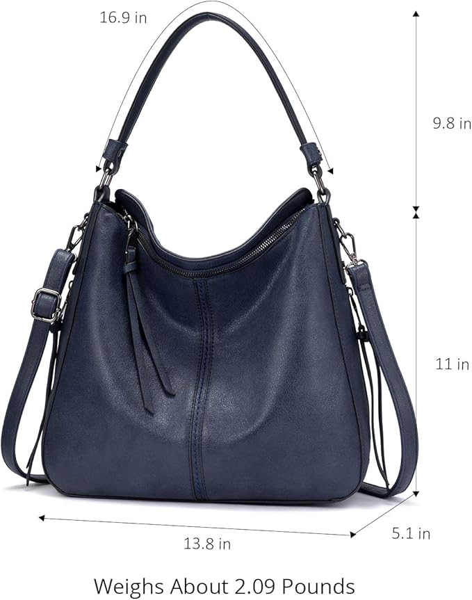 Realer Hobo Crossbody Bags for Women Designer Faux Leather Hobo Handbags Retro Large Size Shoulder Bag Bucket Purse