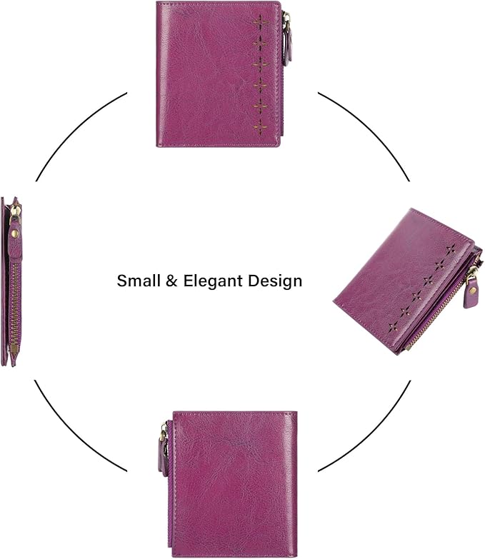 Lavemi Ultra Thin Small Compact Leather Womens Girls Wallets RFID Blocking Credit Card Holder for Women