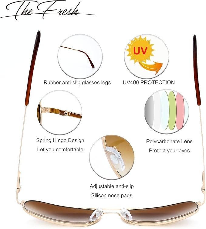 The Fresh Classic Aviator Frame Light Color Lens XL Oversized Sunglasses Gift Box