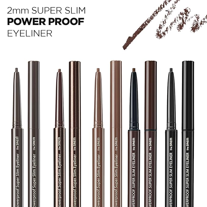 THESAEM Eco Soul Powerproof Super Slim Eyeliner - Smudge Proof Gel Eyeliner - Micro Precision Tip (2mm) - Highly Pigmented & Long-lasting Eye Makeup Glides on Smoothly, 0.1g (BK01 Night Black)